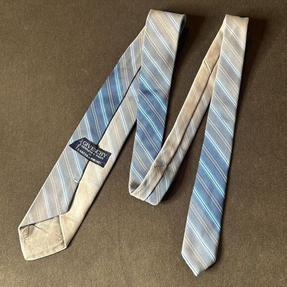 Vintage Givency Gentleman Paris For Carter Holmes Blue & Gray Striped Tie 54” - Picture 8 of 13